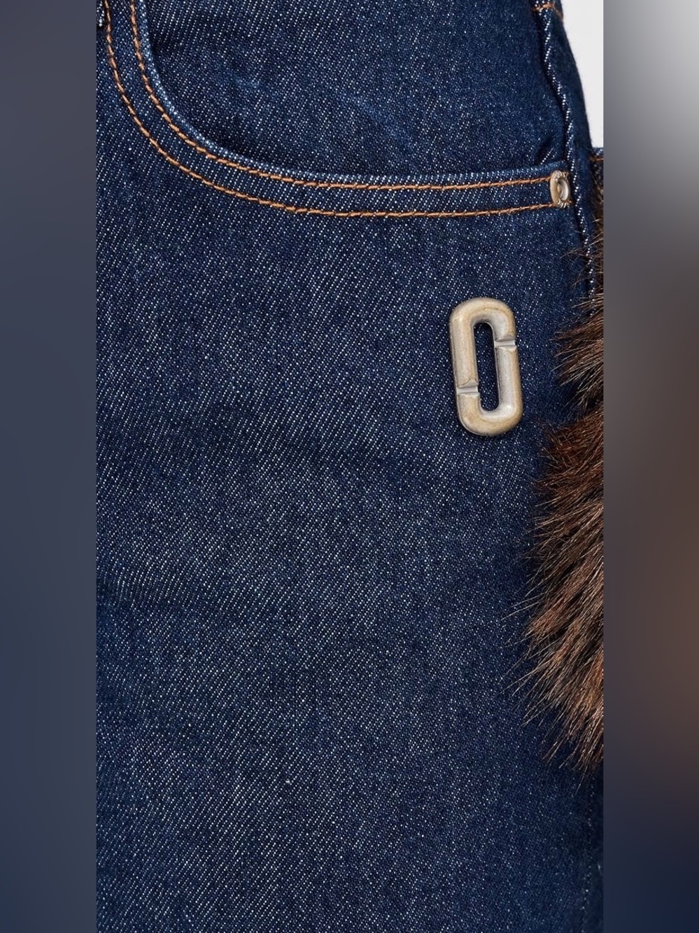 Marc Jacobs Faux Fur Cropped Jeans - current season, brand new - Picture 4 of 5